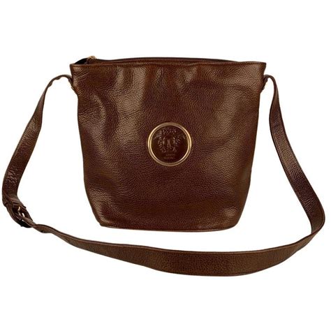 gianni versace mens vintage brown leather shoulder bag|Gianni Versace handbag vintage.